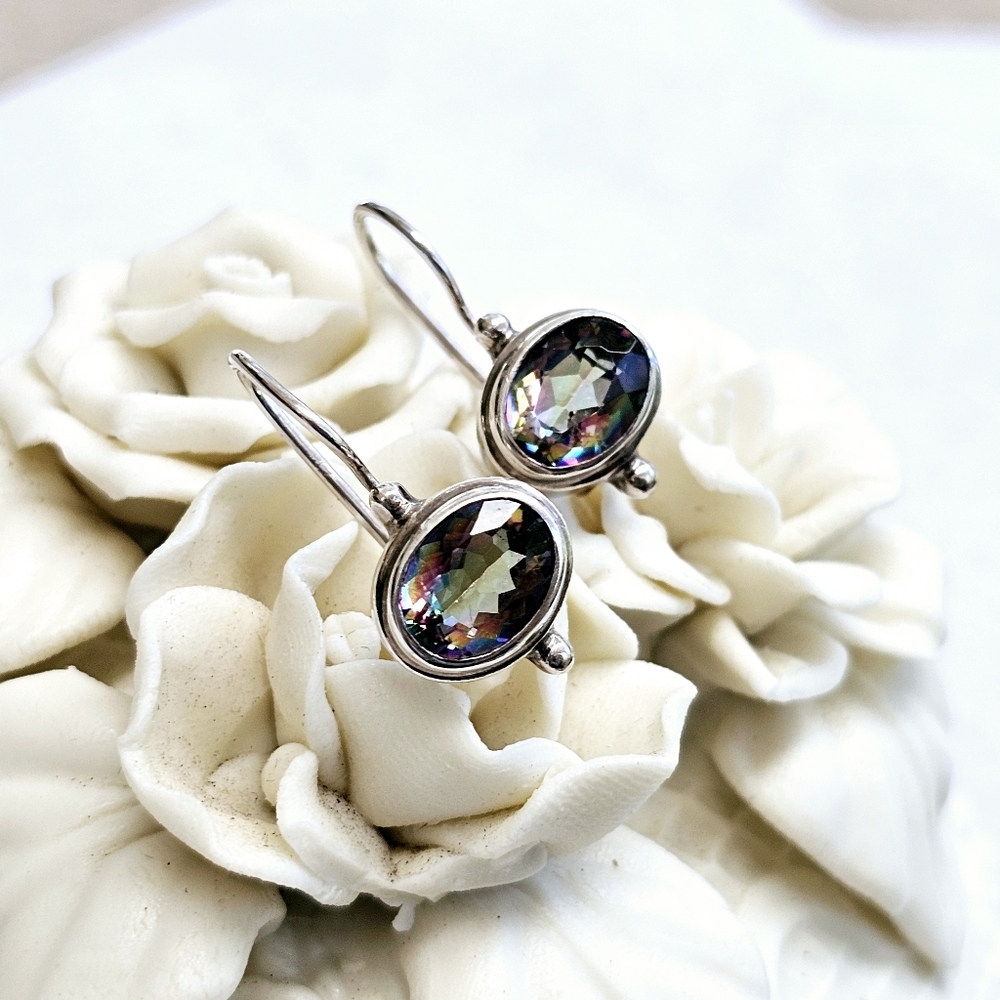 Sarda Mystic Topaz Earrings in 925 Silver - Picture 11 of 15
